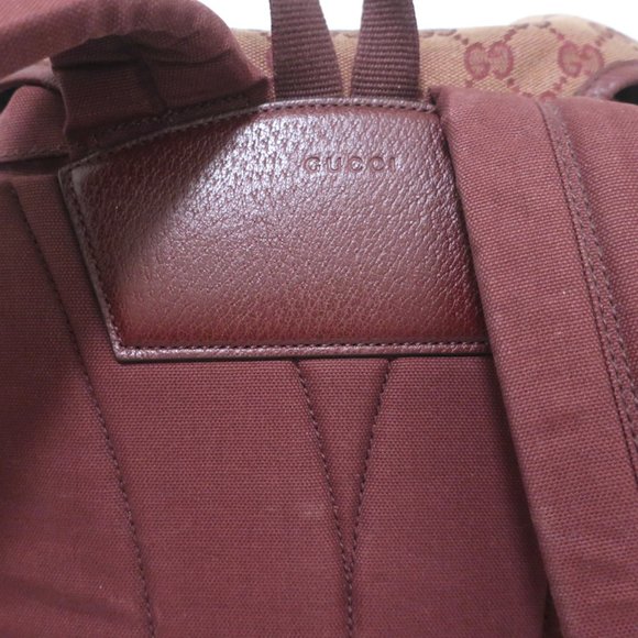 GUCCI ALPINA TREKKING BACKPACK BURGUNDY GG MONOGRAM CANVAS - Picture 7 of 12